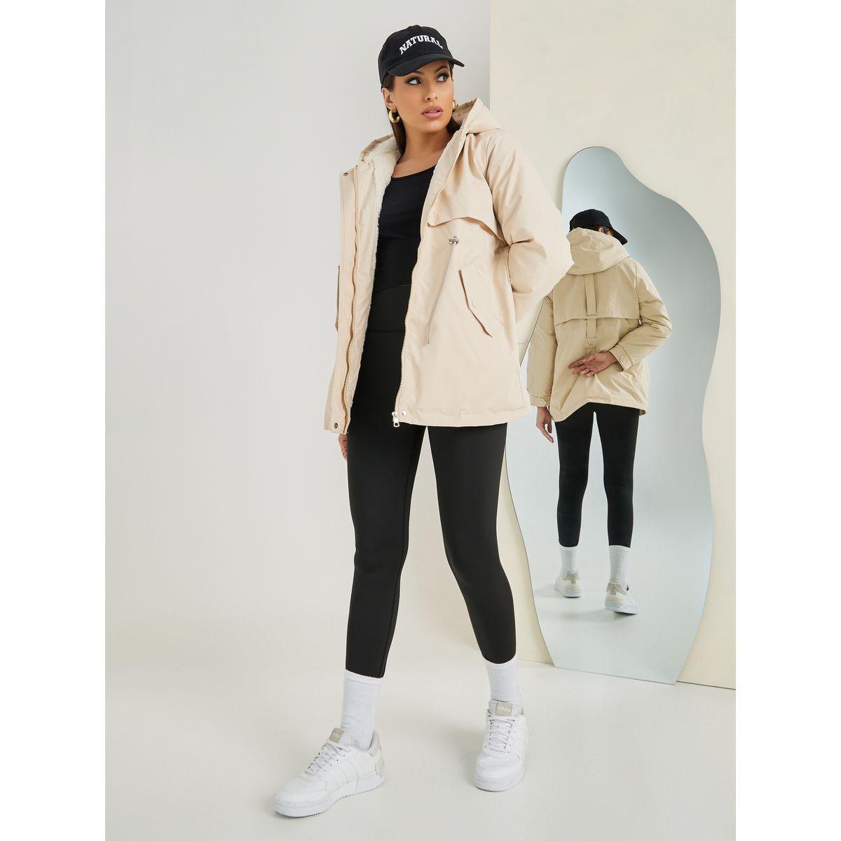 Styli Regular Fit Parka Coat with Faux Fur Hoodie-women-winterwear-coatsandjackets-coats-image-2