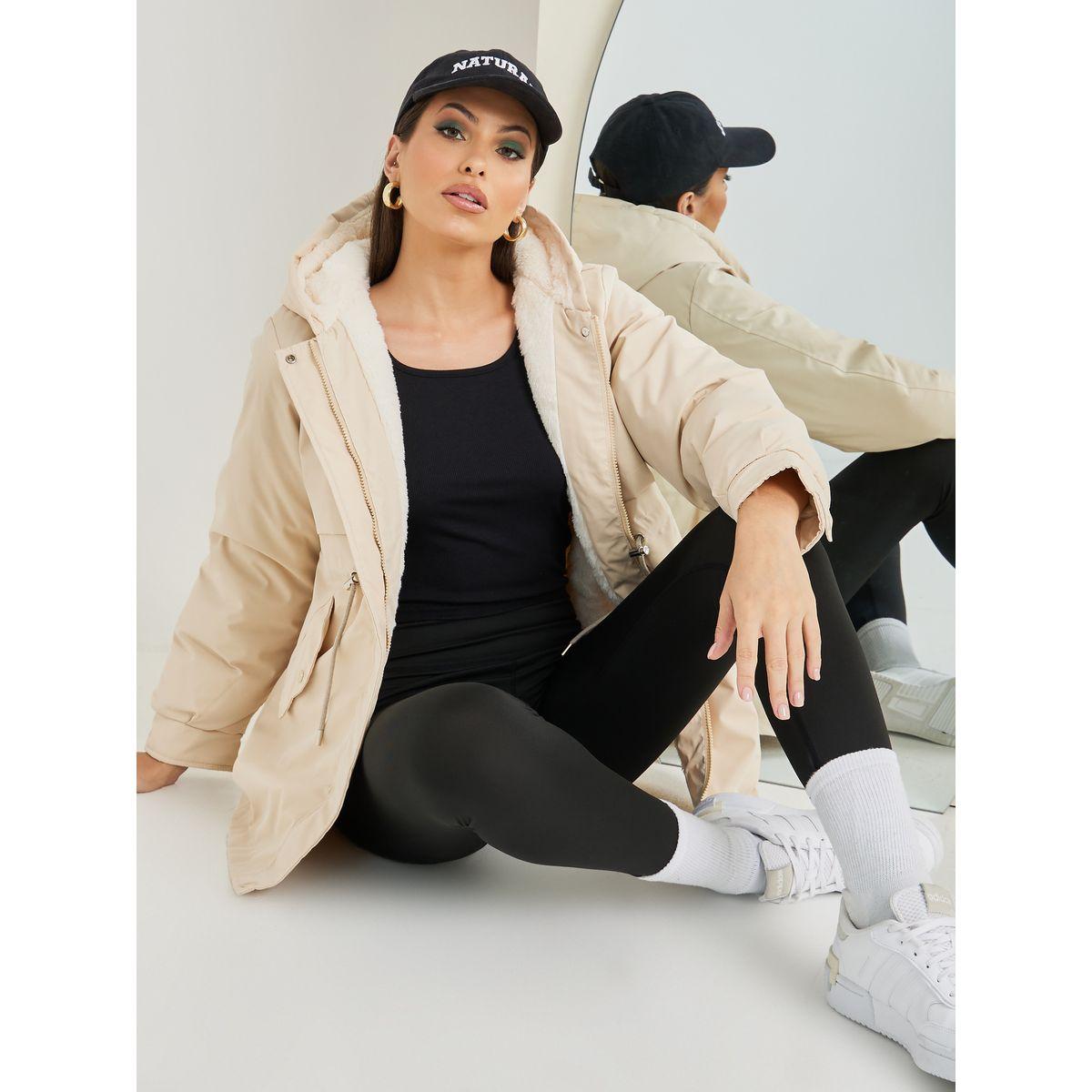 معطف بياقة هودي وفرو صناعي-women-winterwear-coatsandjackets-coats-image-3