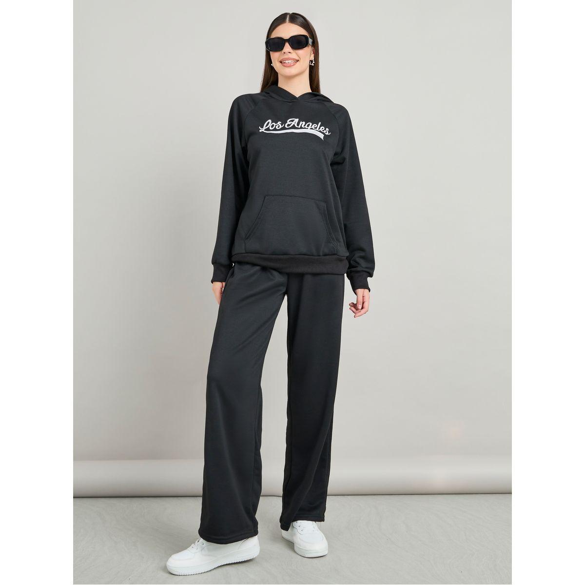 Styli Embroidered Slogan Longline Hoodie & Jogger Co-Ords-women-clothing-coordsets-image-2
