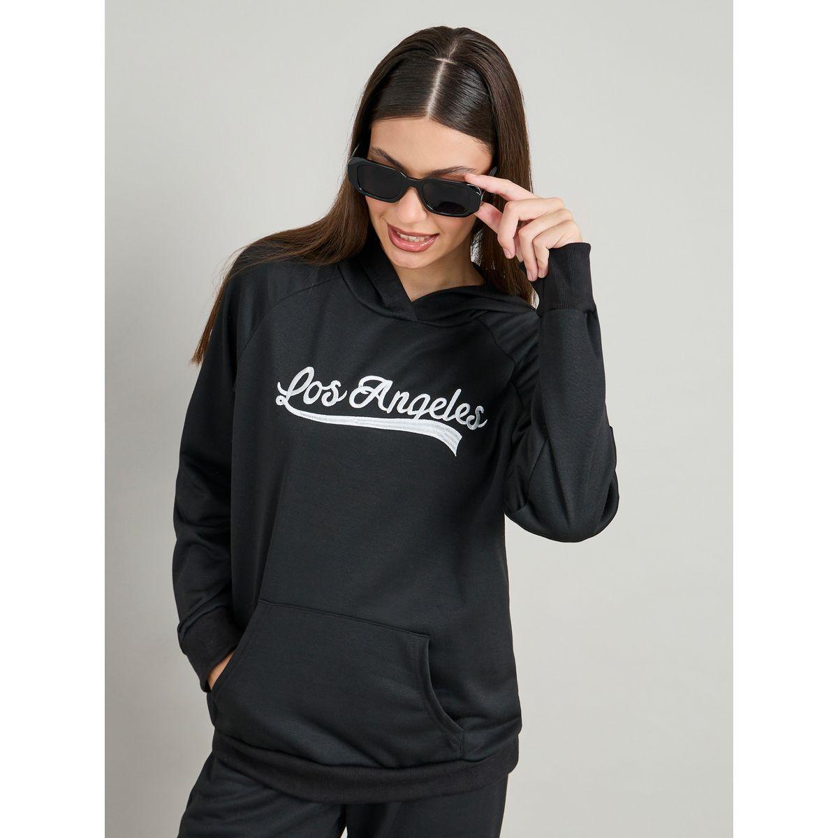 Styli Embroidered Slogan Longline Hoodie & Jogger Co-Ords-women-clothing-coordsets-image-3