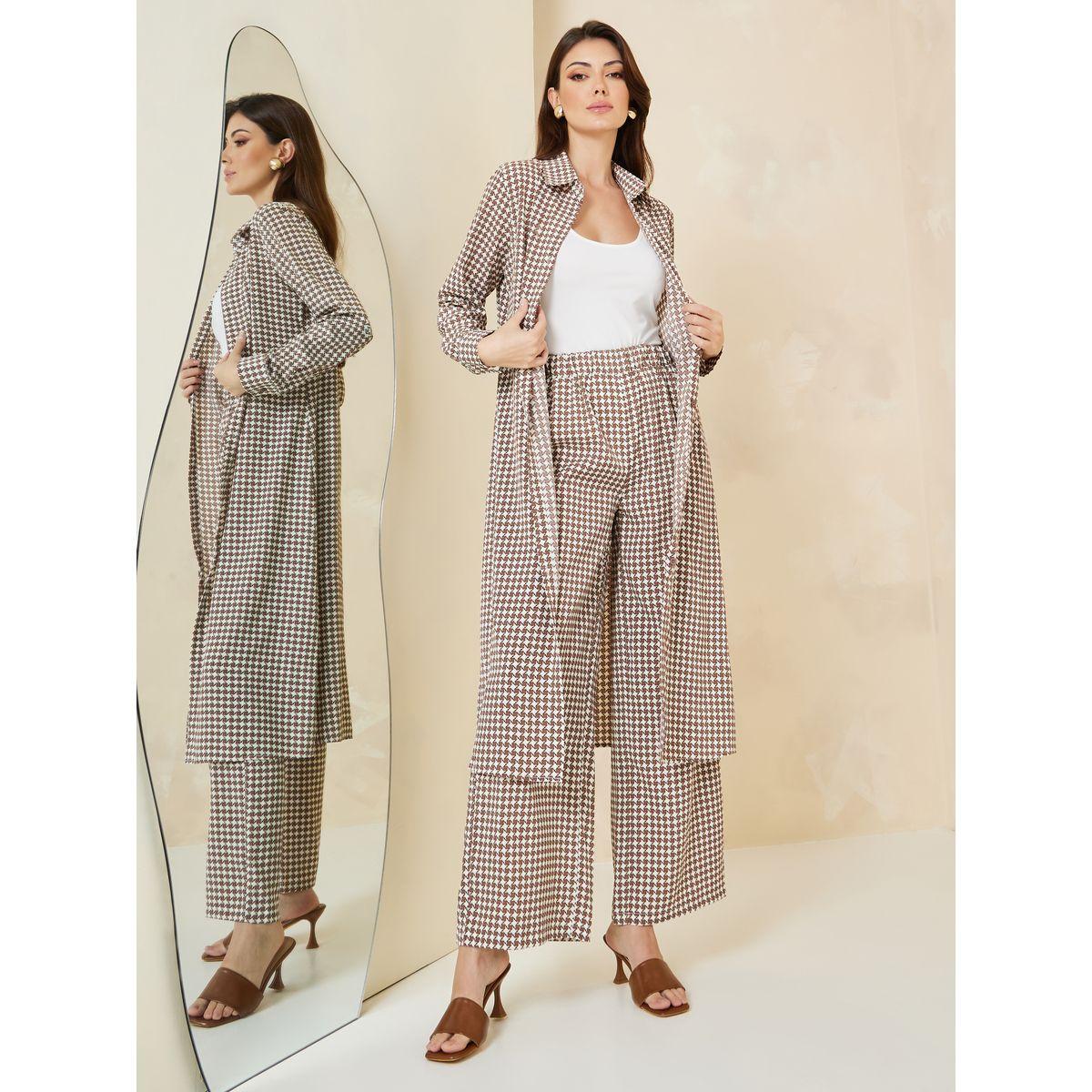 Styli Pack of 3 - Gingham Check Longline Shirt, Cami & Trouser-women-clothing-coordsets-image-1