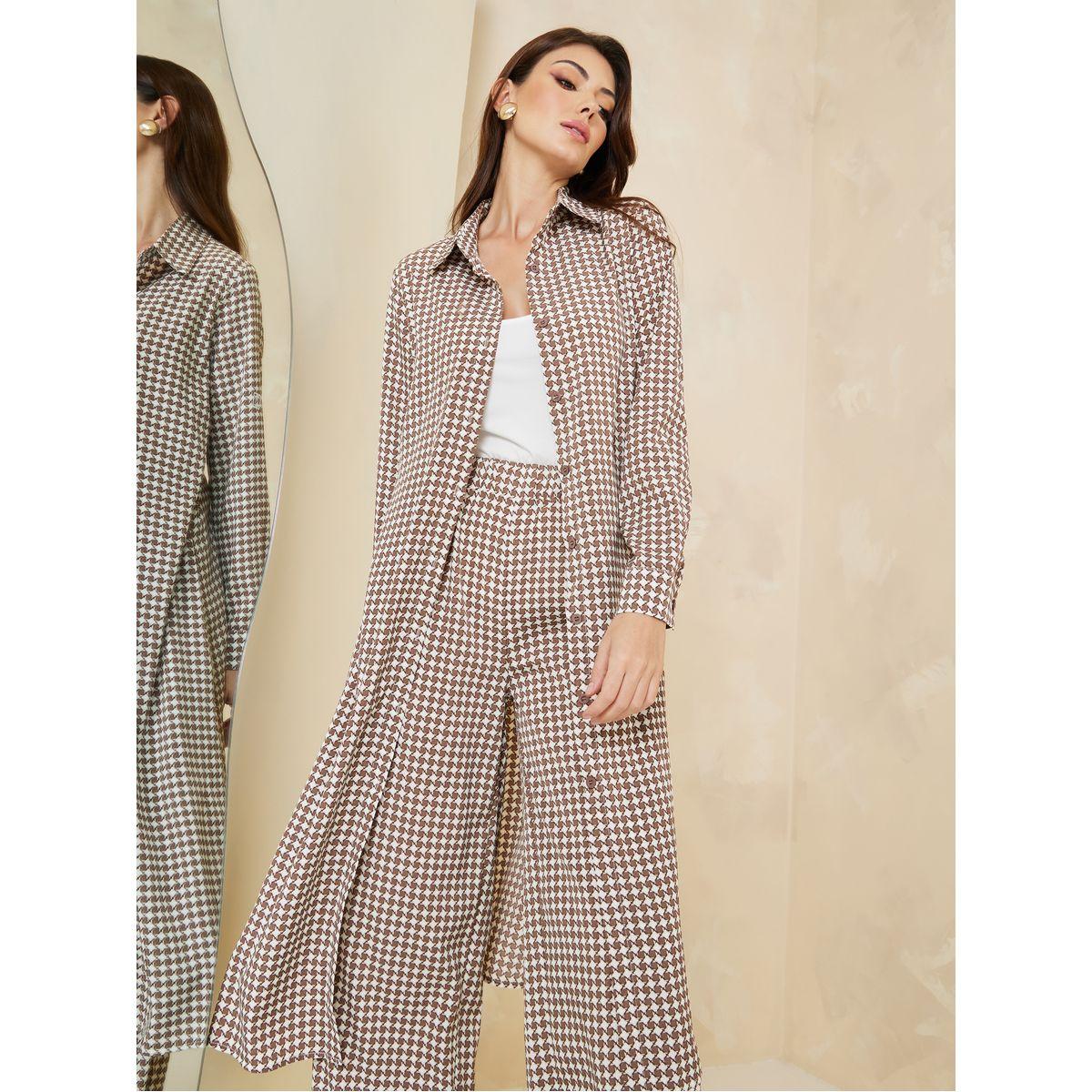 Styli Pack of 3 - Gingham Check Longline Shirt, Cami & Trouser-women-clothing-coordsets-image-2