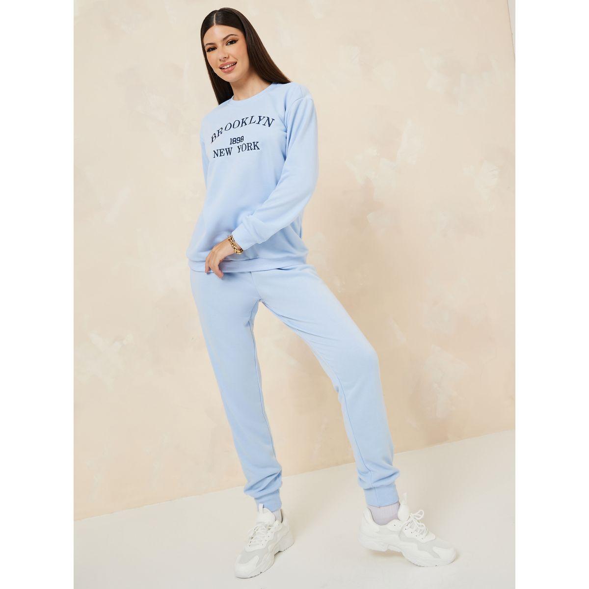 Styli Embroidered Slogan Sweatshirt & Jogger Co-Ords-women-clothing-coordsets-image-2