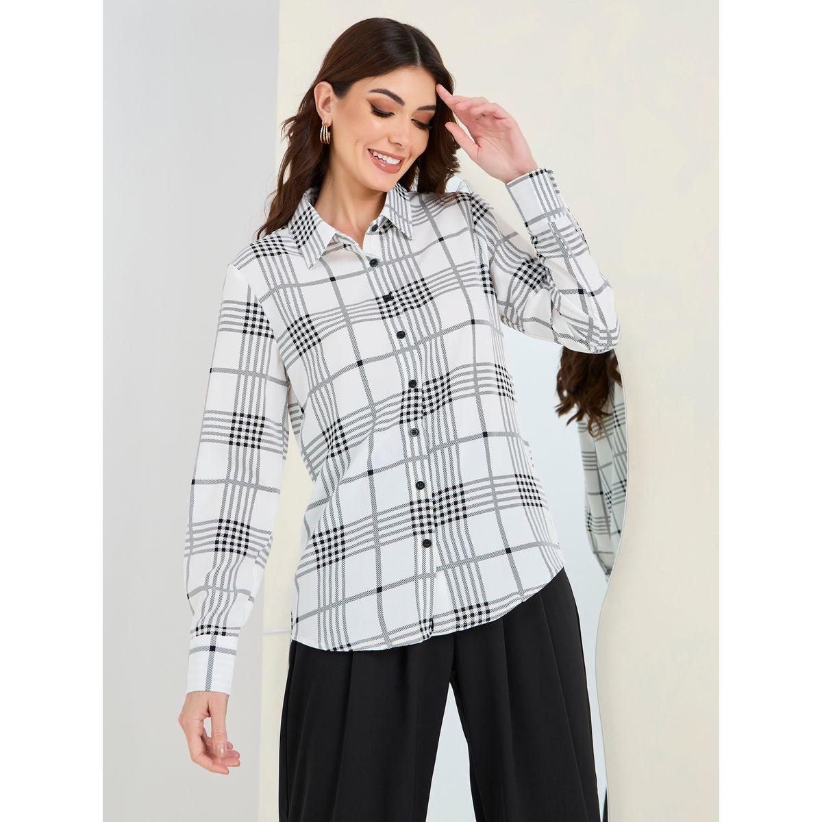 Styli Plaid Regular Fit Shirt & Solid Trouser Co-Ords-women-clothing-coordsets-image-2