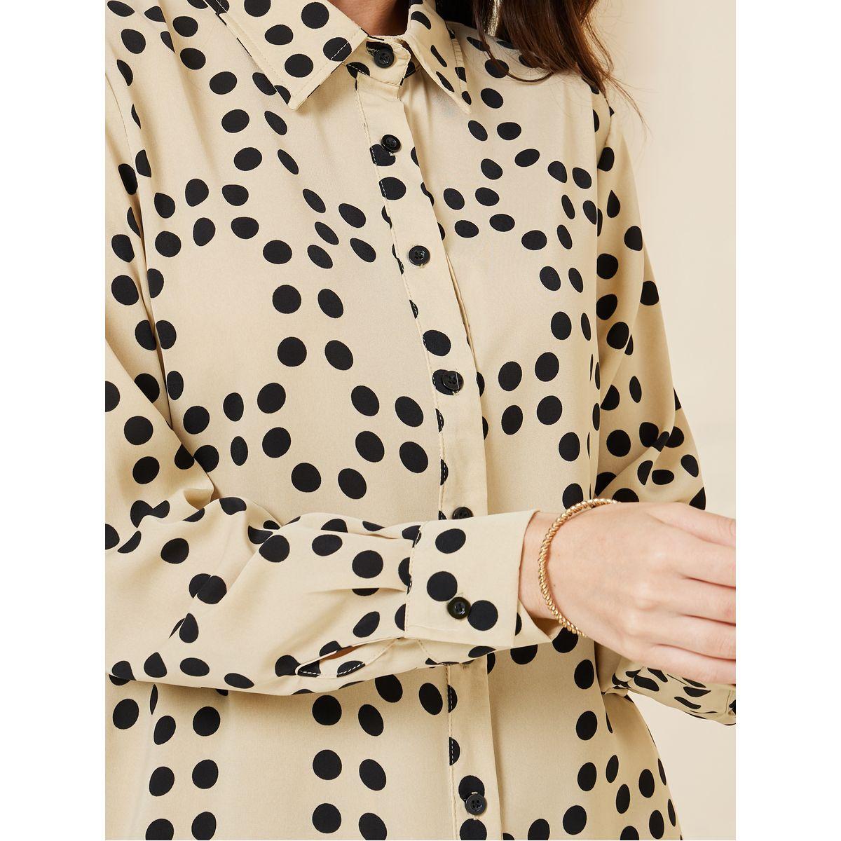 Styli Polka Dot Print Shirt & Pleated Skirt Co-Ords-women-clothing-coordsets-image-3