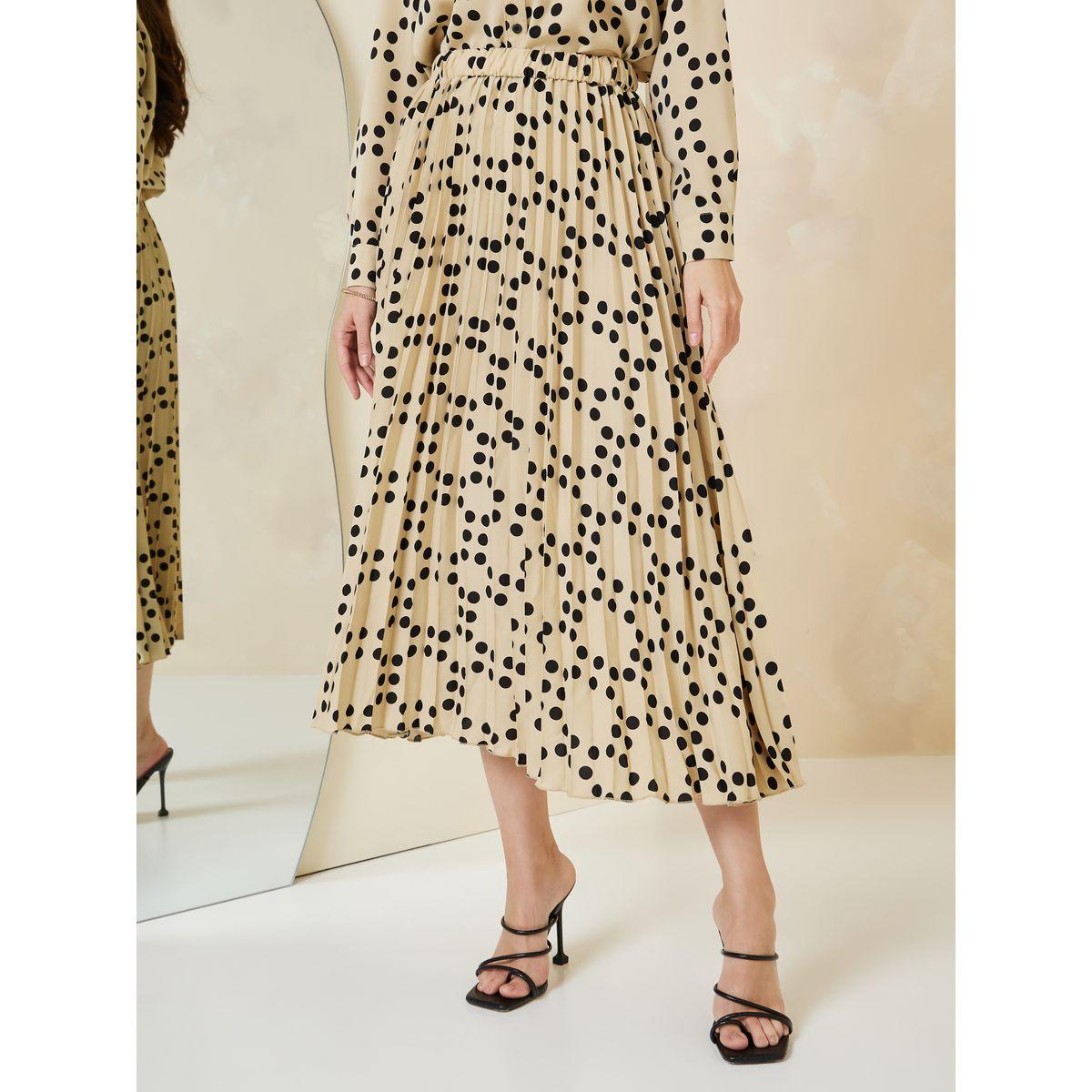 Styli Polka Dot Print Shirt & Pleated Skirt Co-Ords-women-clothing-coordsets-image-6