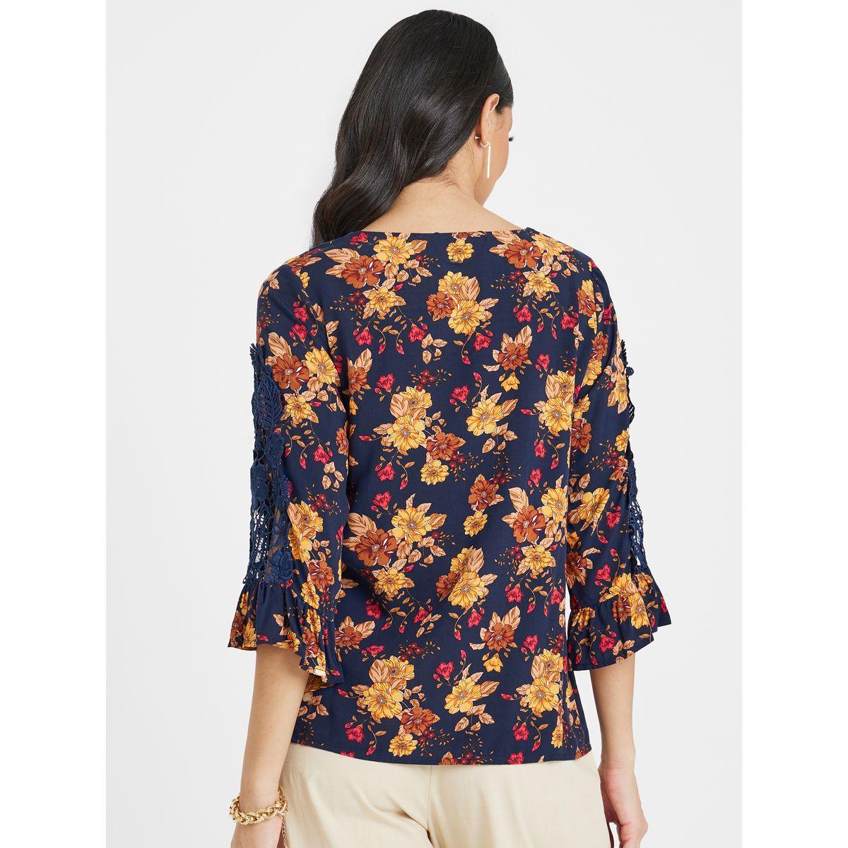 Floral Print Lace Detail Blouse-women-clothing-shirtsandblouses-blouses-image-5