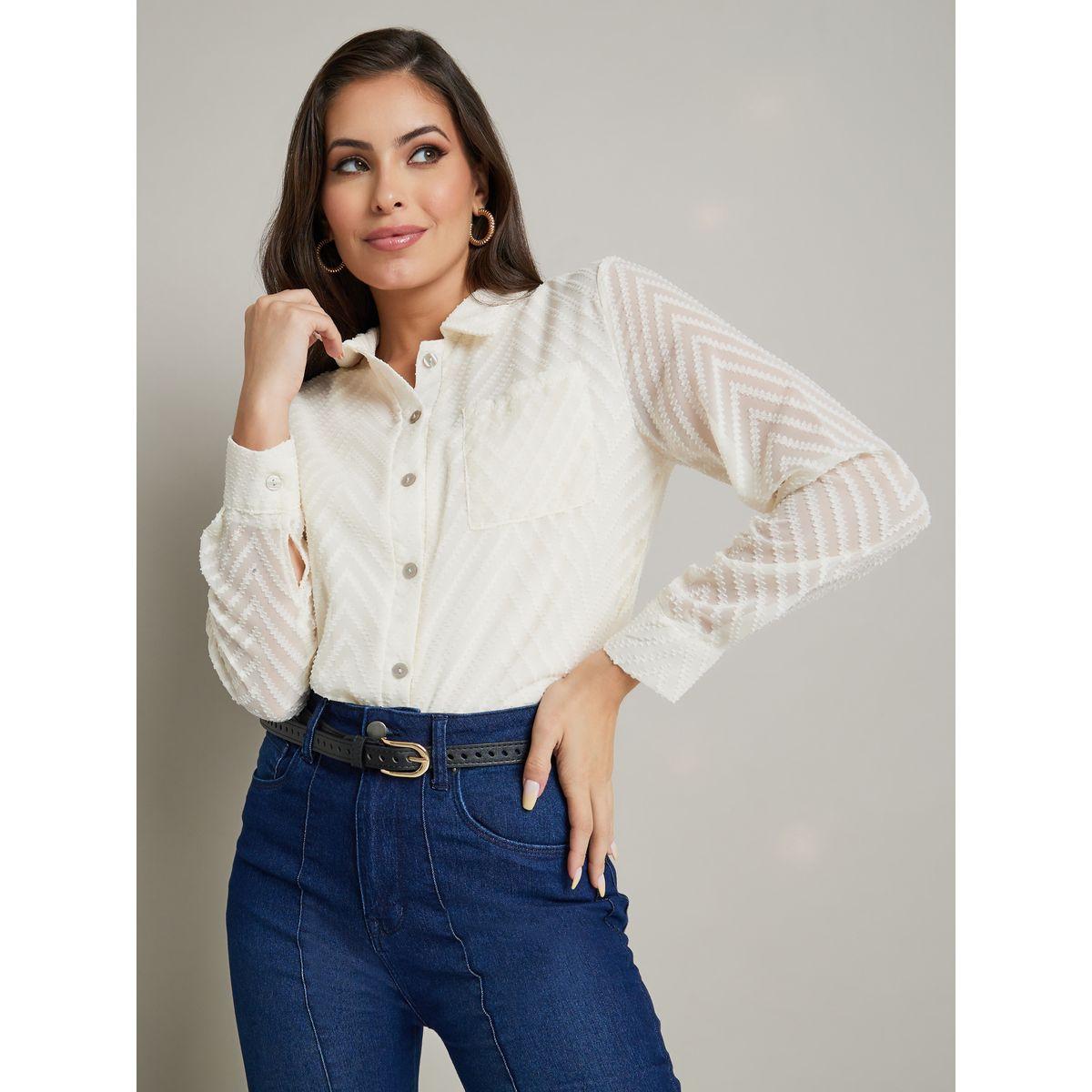 Styli Textured Zig Zag Detail Solid Shirt-women-clothing-shirtsandblouses-shirts-image-1