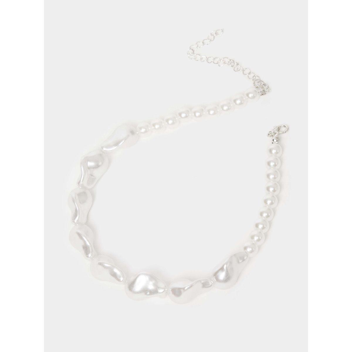 Styli Textured Faux Pearl Necklace-women-watchesandjewellery-jewellery-necklacesandpendants-image-1