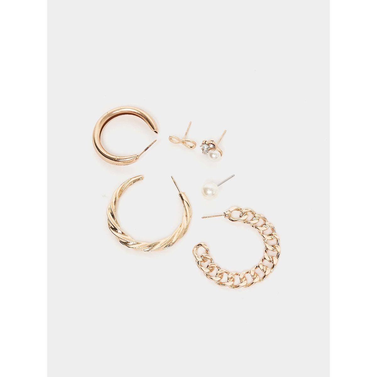 Styli Set Of 6 - Embellished Textured Earrings-women-watchesandjewellery-jewellery-earrings-image-3