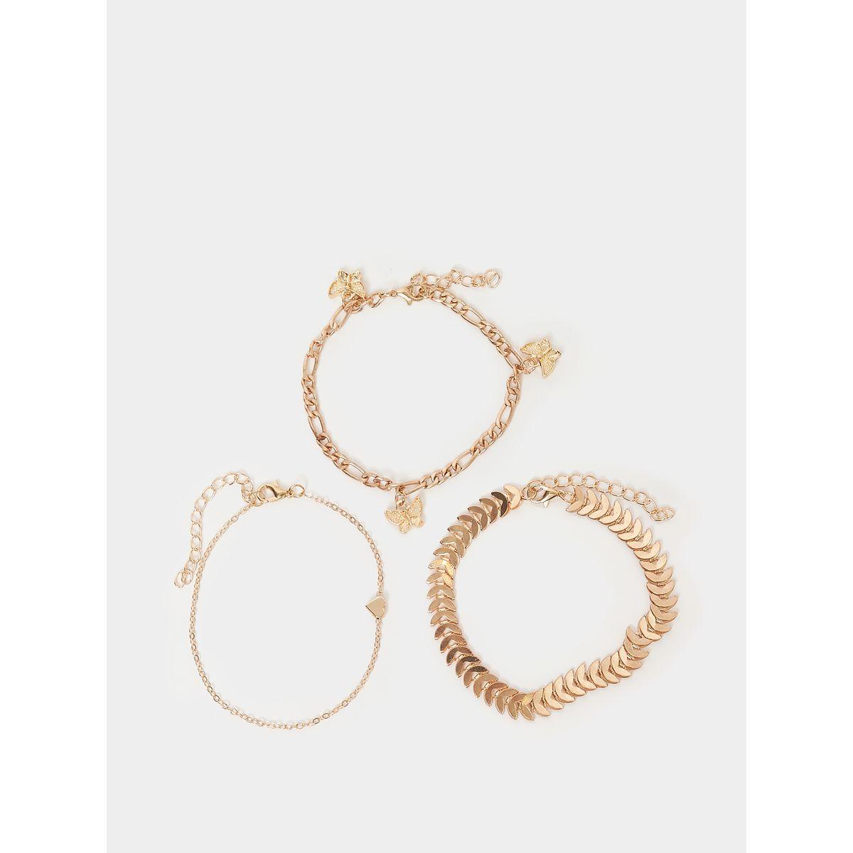 مجموعة من 3 خلاخيل متنوعة-women-watchesandjewellery-jewellery-anklets-image-1