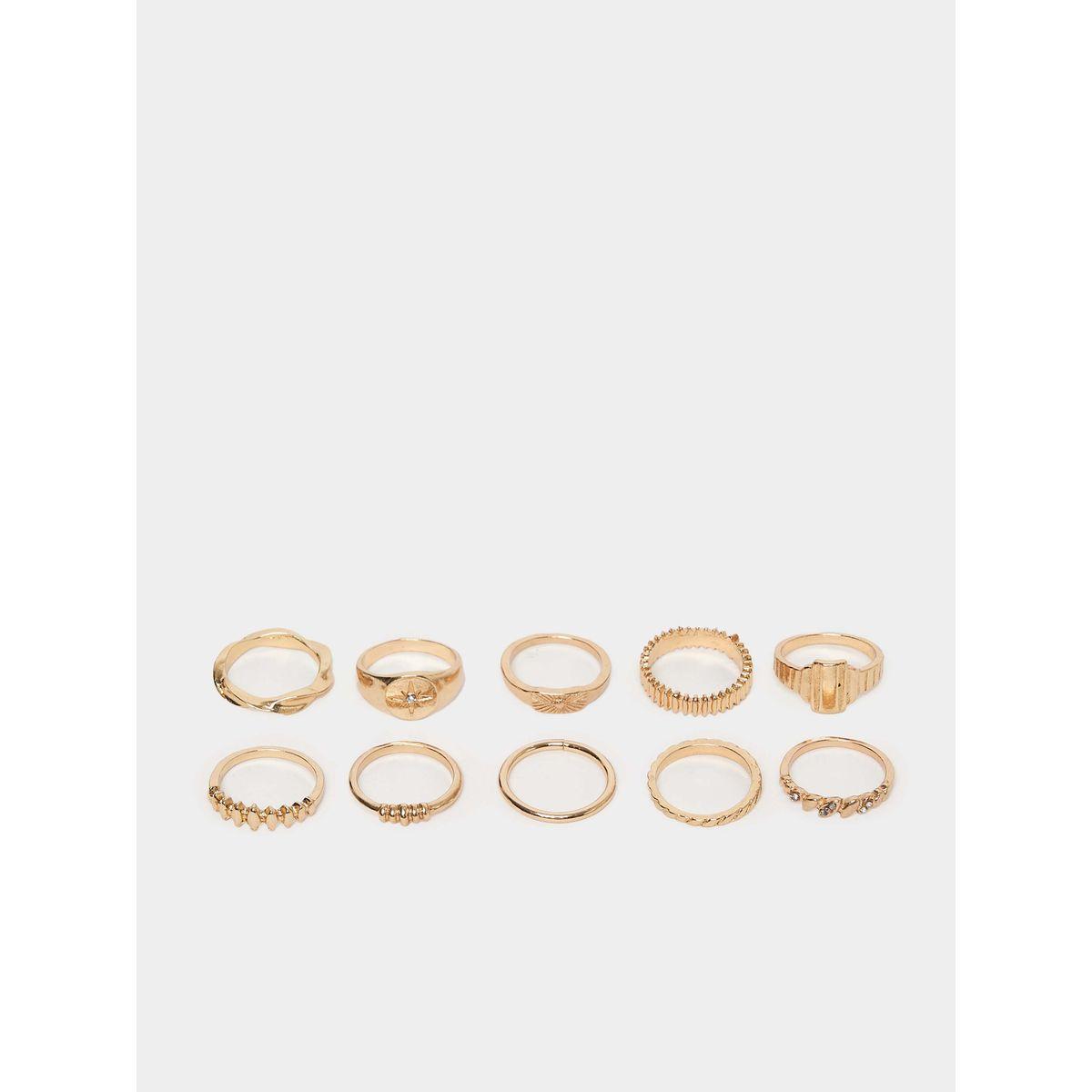 Styli Set Of 10 - Textured Assorted Rings-women-watchesandjewellery-jewellery-rings-image-1