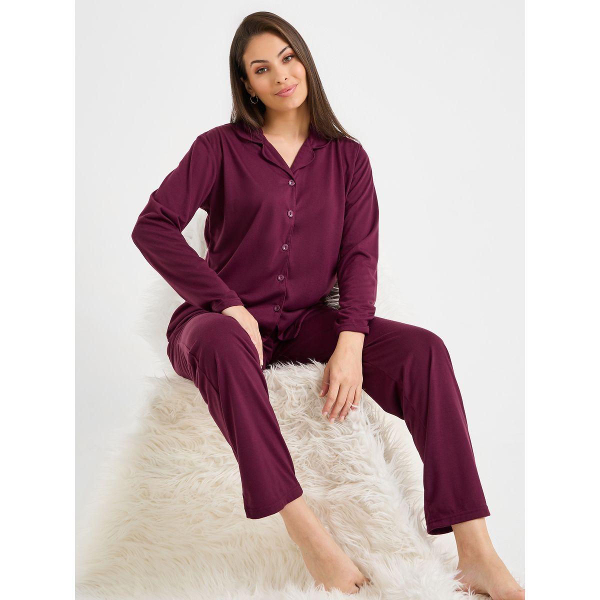 Styli Unwind Jersey Button Through Shirt & Pajama Set-women-clothing-nightwear-pyjamas-longsets-image-1