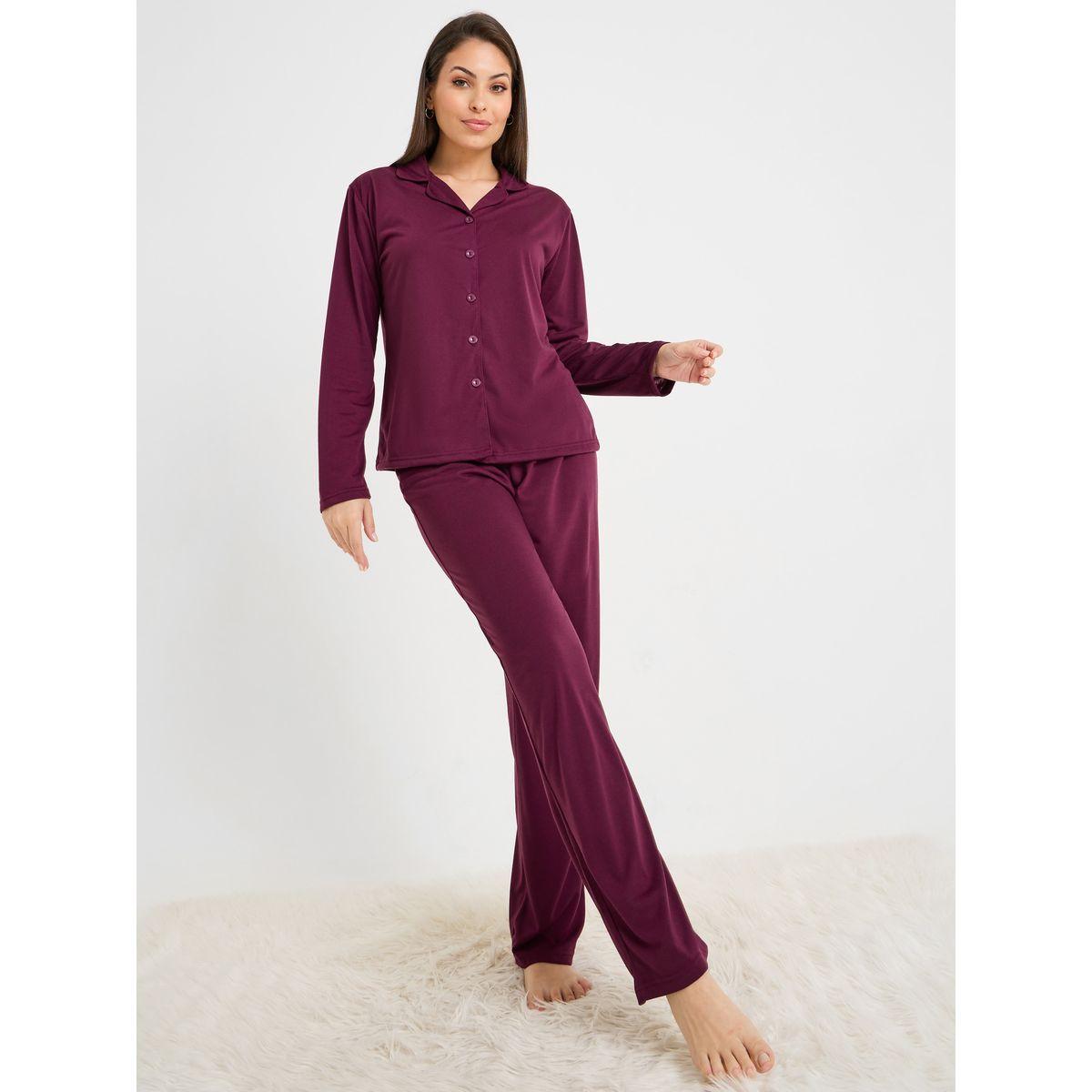 Styli Unwind Jersey Button Through Shirt & Pajama Set-women-clothing-nightwear-pyjamas-longsets-image-2