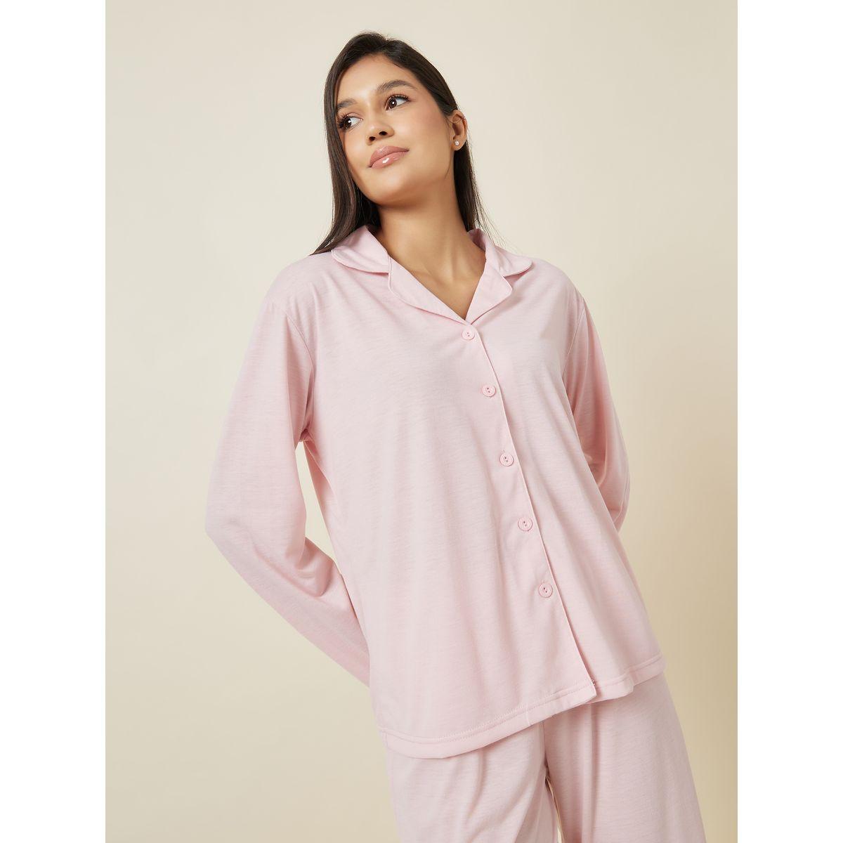 Styli Unwind Long Sleeve Jersey Button Through Shirt & Pyjama Set-women-clothing-nightwear-pyjamas-longsets-image-2