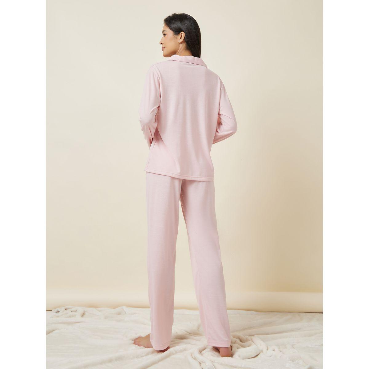 Styli Unwind Long Sleeve Jersey Button Through Shirt & Pyjama Set-women-clothing-nightwear-pyjamas-longsets-image-4