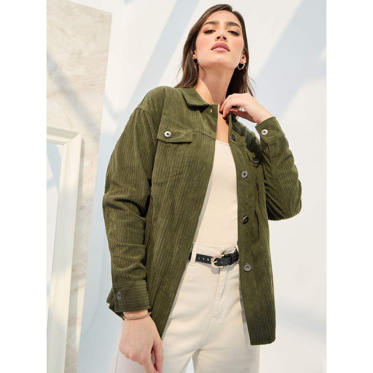 Khaki corduroy sale jacket womens