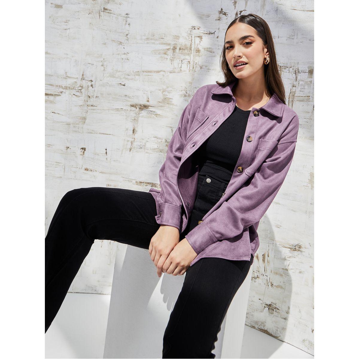 Styli Elevate Oversized Drop Shoulder Suede Look Jacket-women-winterwear-coatsandjackets-jackets-image-1