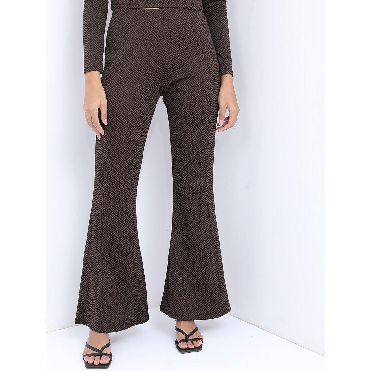 بنطال جاكار بخصر عالي طوكيو توكيز × ستايلي-women-clothing-bottoms-trousers-image-1
