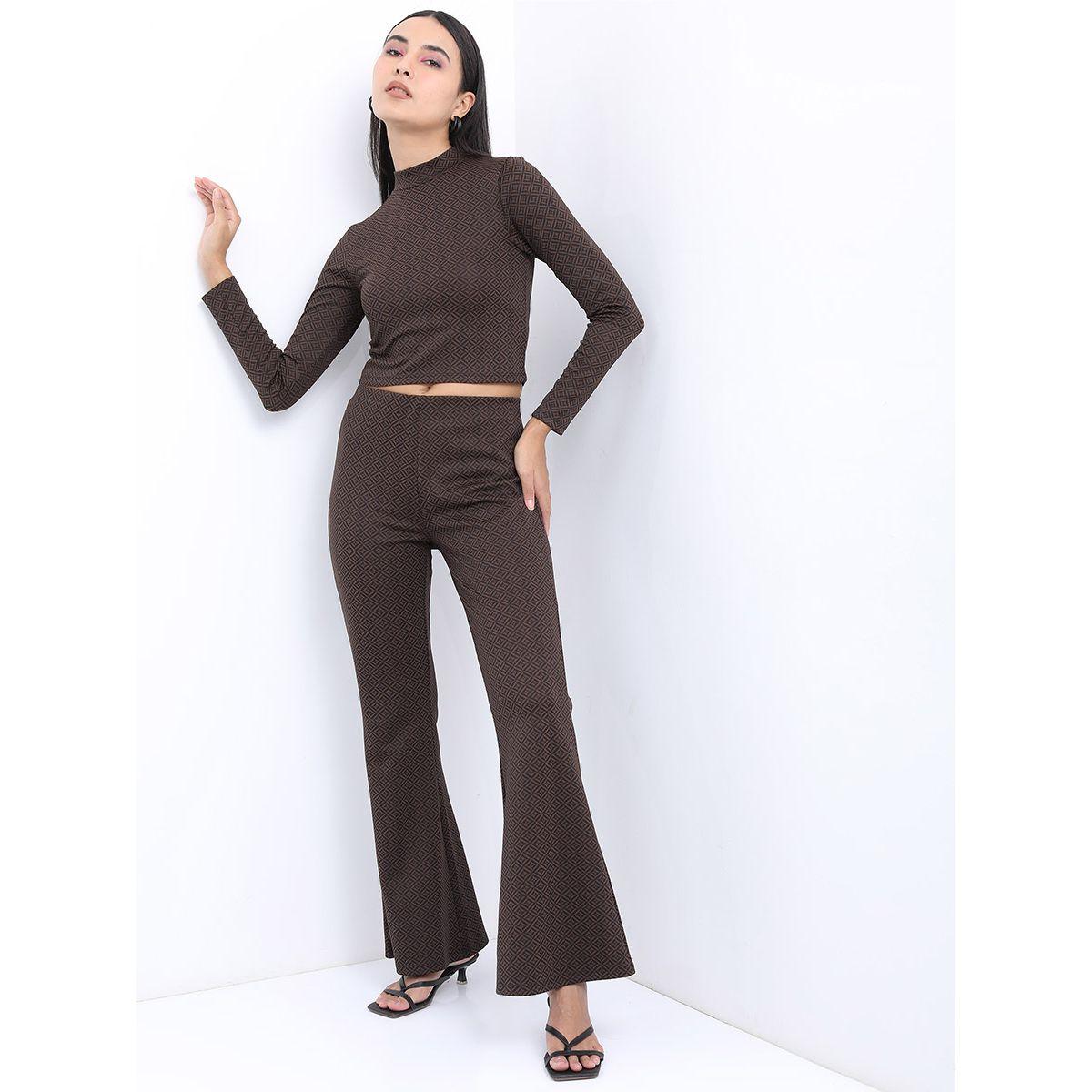بنطال جاكار بخصر عالي طوكيو توكيز × ستايلي-women-clothing-bottoms-trousers-image-2