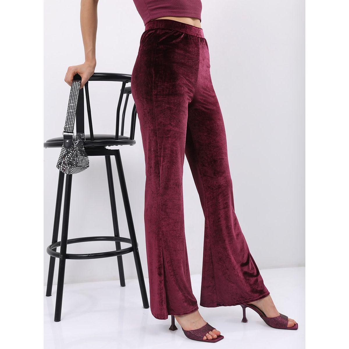 Tokyo Talkies X Styli High Rise Velvet Bootcut Pants-women-clothing-bottoms-trousers-image-1