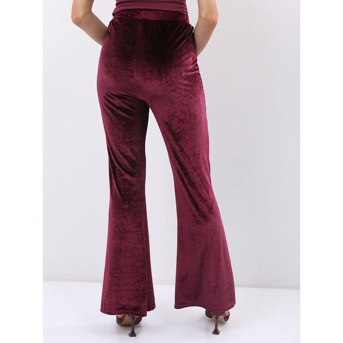 Tokyo Talkies X Styli High Rise Velvet Bootcut Pants-women-clothing-bottoms-trousers-image-3