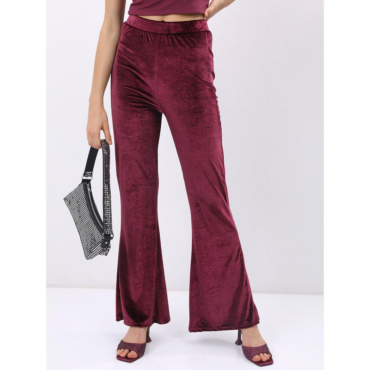 Tokyo Talkies X Styli High Rise Velvet Bootcut Pants-women-clothing-bottoms-trousers-image-4