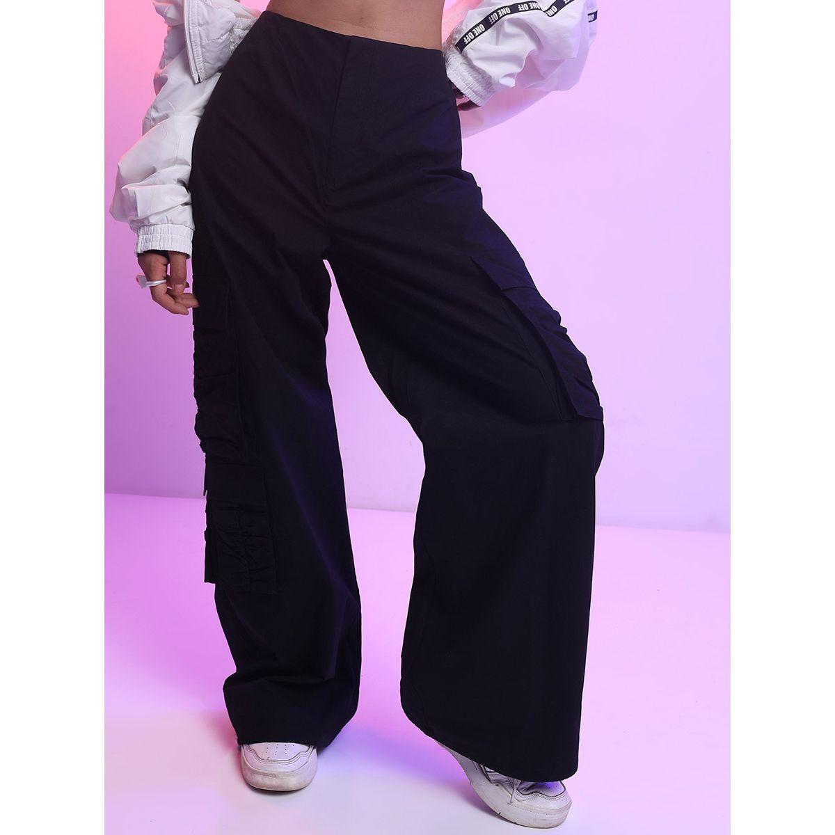 Tokyo Talkies X Styli Streetwise Solid Parachute Low Rise Cargo Pants-women-clothing-bottoms-trousers-image-1