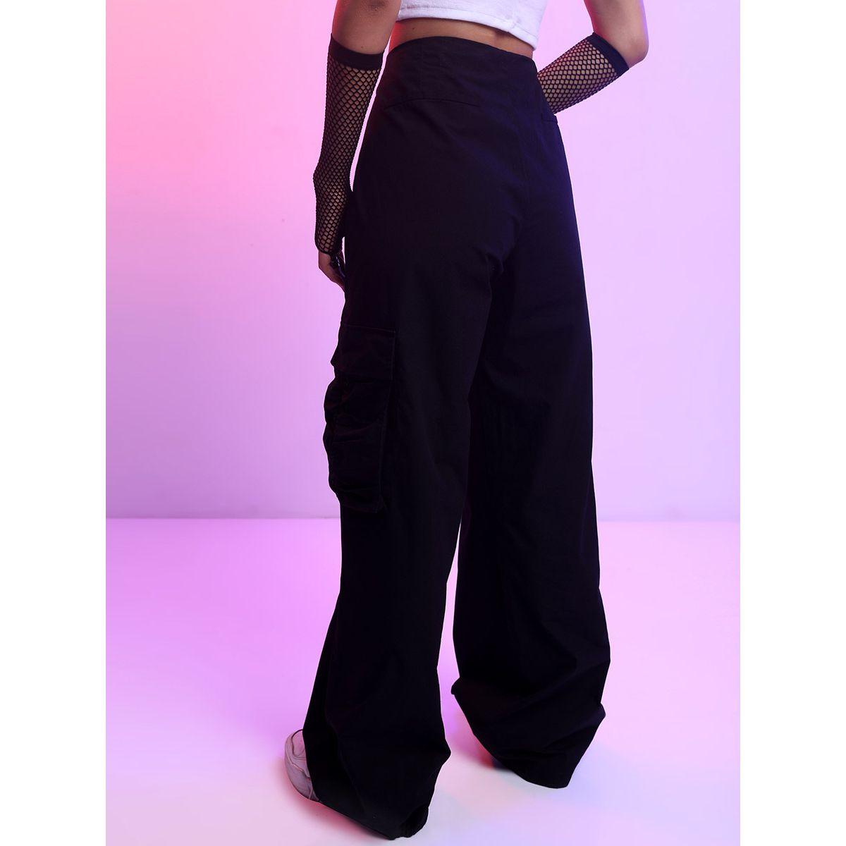 Tokyo Talkies X Styli Streetwise Solid Parachute Low Rise Cargo Pants-women-clothing-bottoms-trousers-image-3