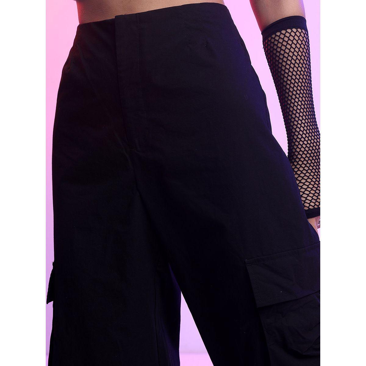 Tokyo Talkies X Styli Streetwise Solid Parachute Low Rise Cargo Pants-women-clothing-bottoms-trousers-image-5