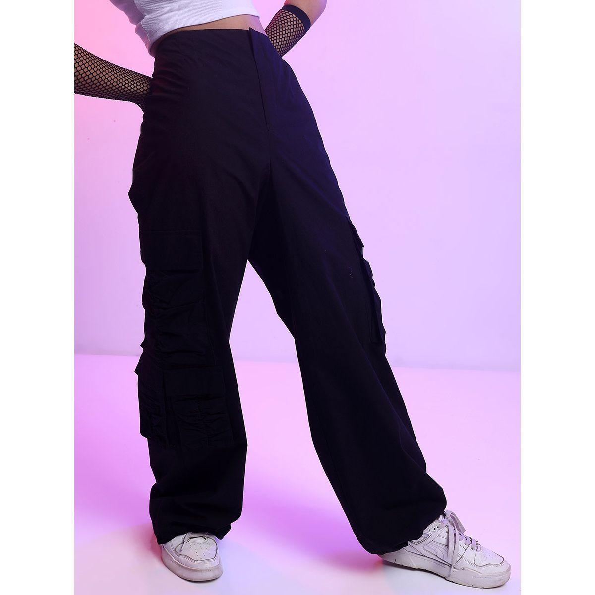 Tokyo Talkies X Styli Streetwise Solid Parachute Low Rise Cargo Pants-women-clothing-bottoms-trousers-image-6