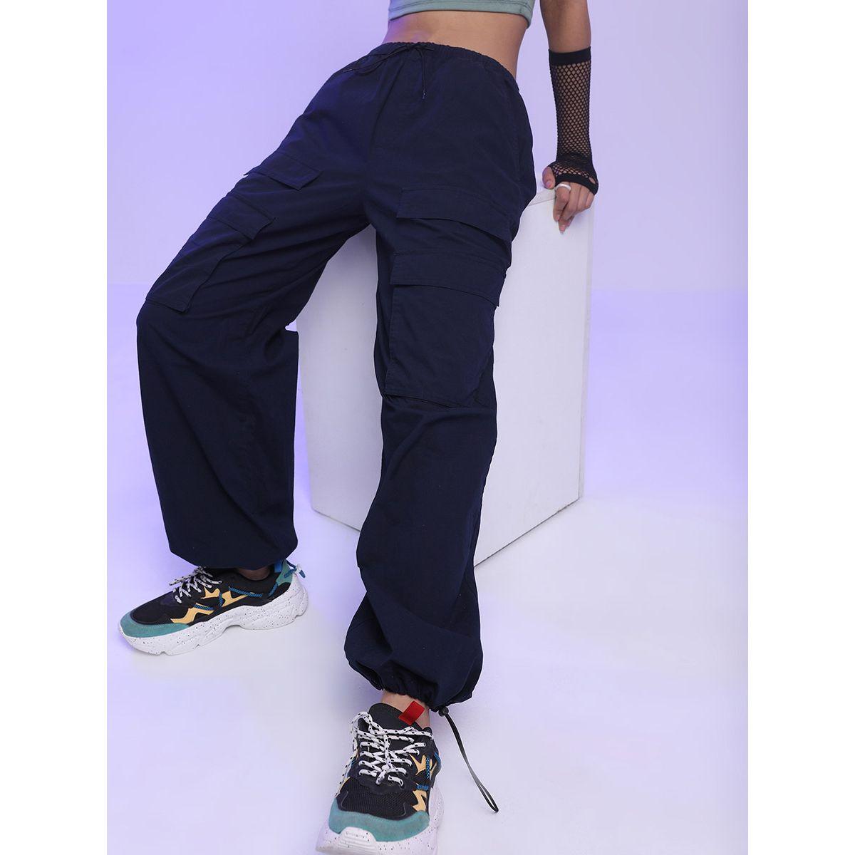 Tokyo Talkies X Styli Streetwise Solid Parachute Cargo Pants-women-clothing-bottoms-trousers-image-1