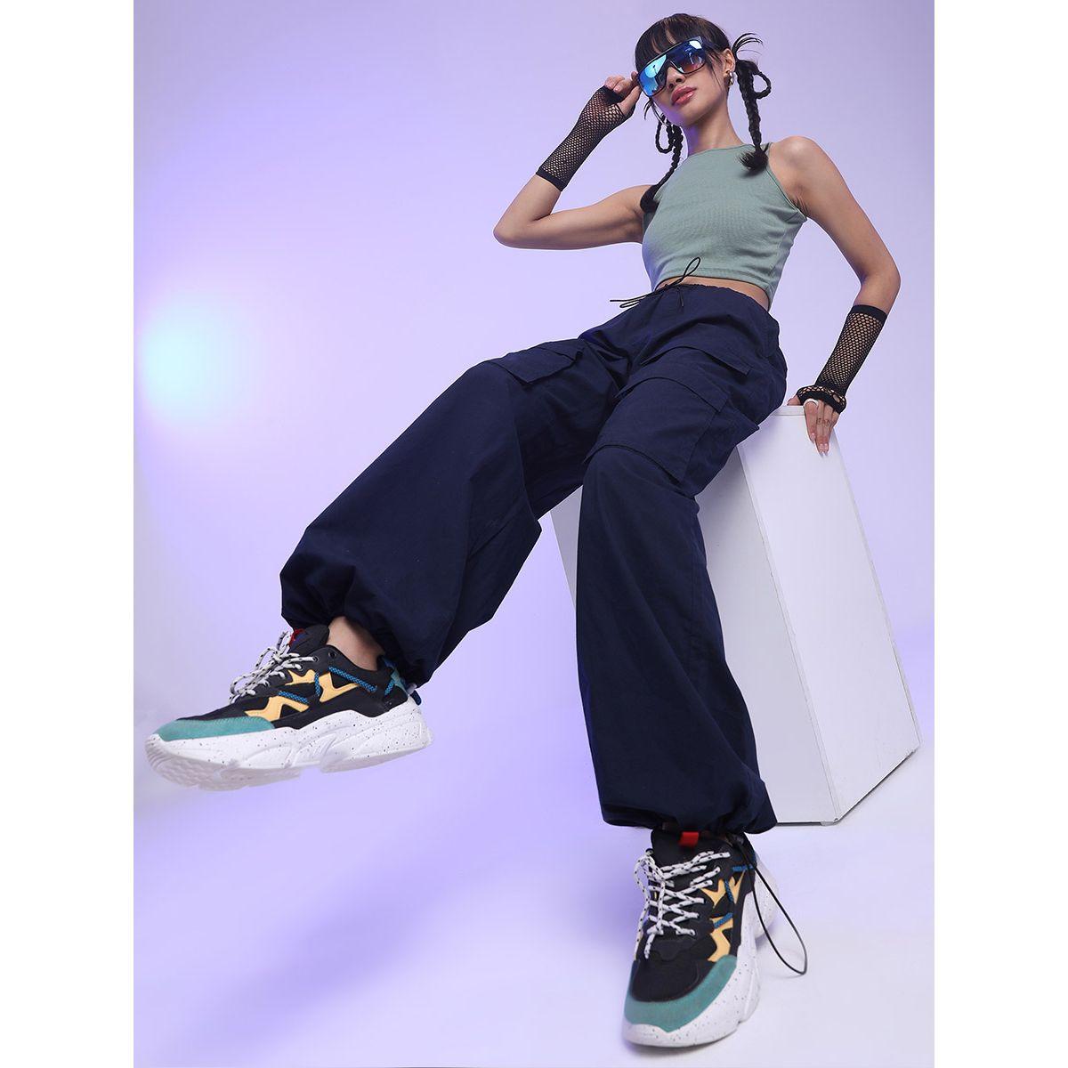 Tokyo Talkies X Styli Streetwise Solid Parachute Cargo Pants-women-clothing-bottoms-trousers-image-2