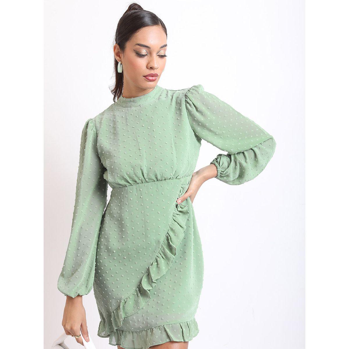 Ketch X Styli Swiss Dot Ruffle Trim Mini Dress-women-clothing-dresses-image-4