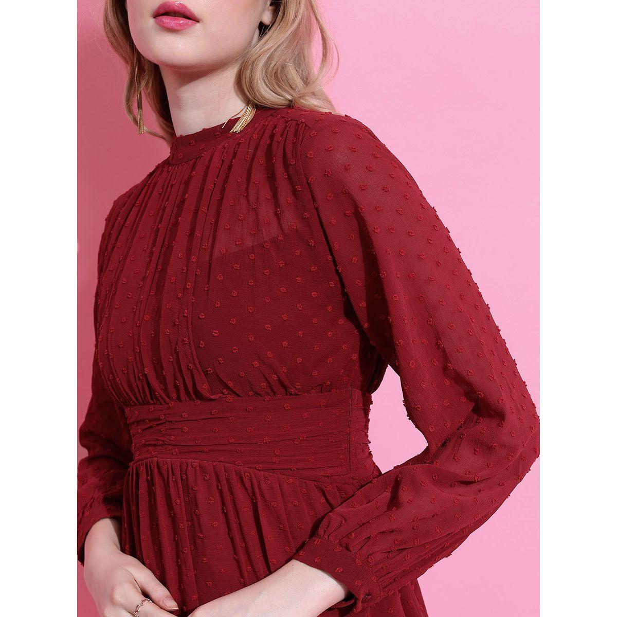 Ketch X Styli Dobby High Neck A-Line Mini Dress-women-clothing-dresses-image-5