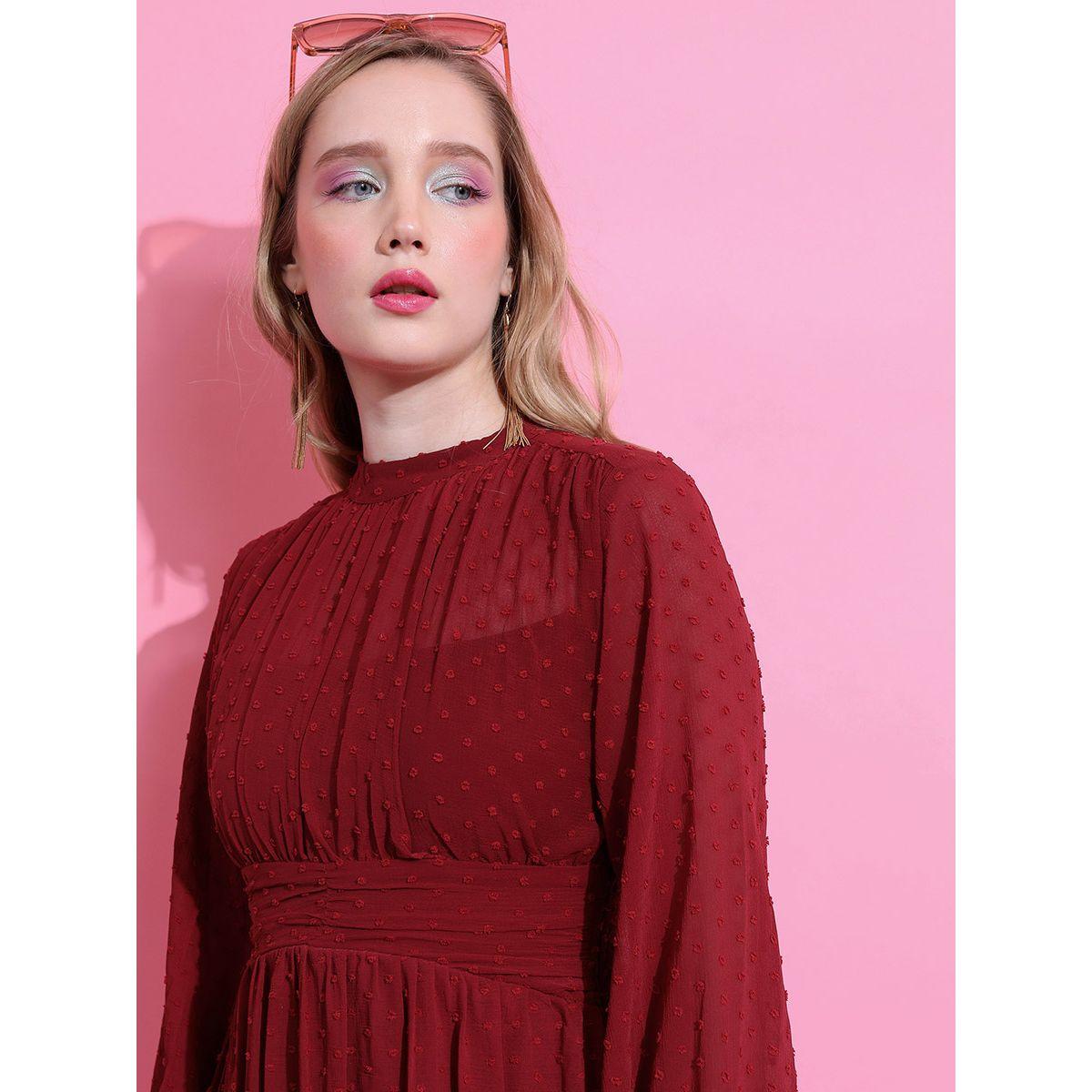 Ketch X Styli Dobby High Neck A-Line Mini Dress-women-clothing-dresses-image-7