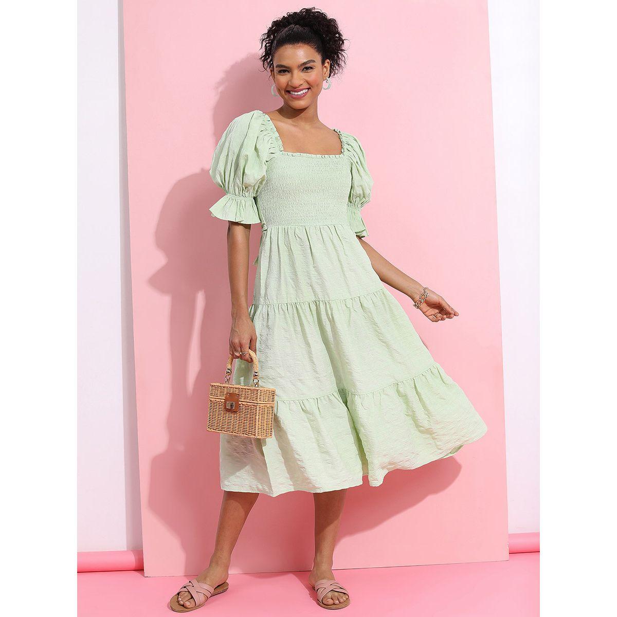 فستان ميدي باكمام منفوشة طوكيو توكيز × ستايلي-women-clothing-dresses-image-1