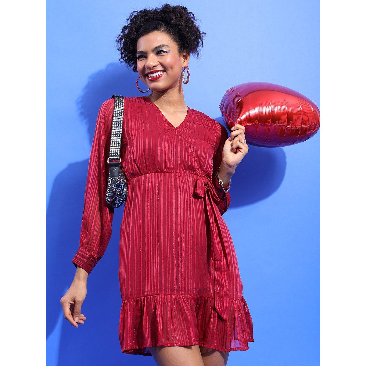 فستان قصير ساتان بنمط لف طوكيو توكيز × ستايلي-women-clothing-dresses-image-6