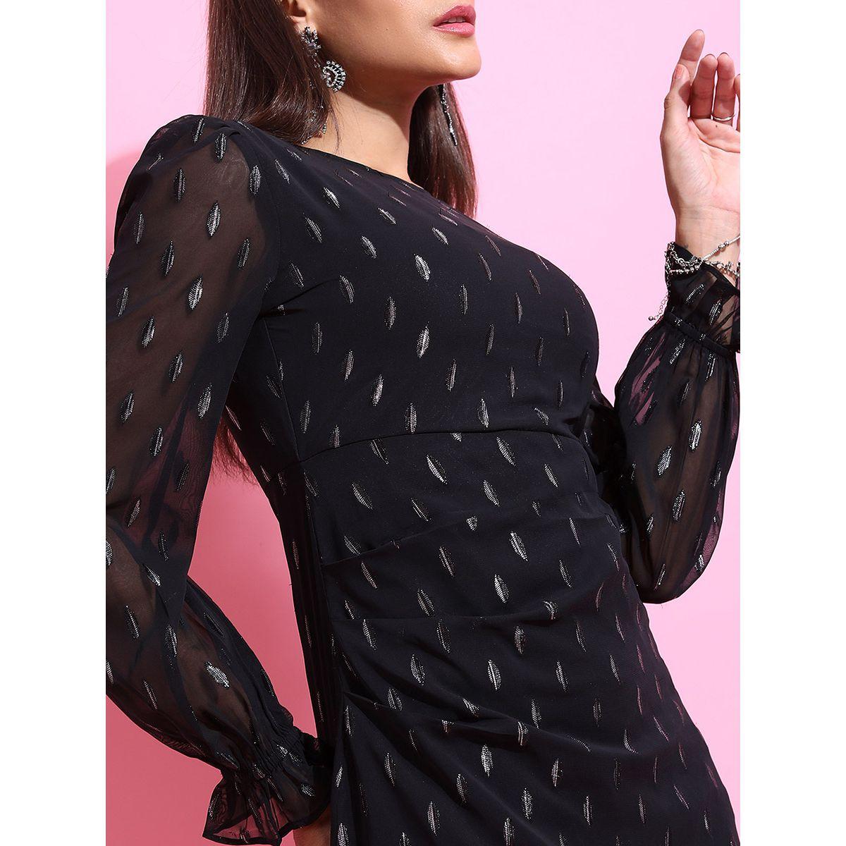 Tokyo Talkies X Styli Self Design Long Sleeve Mini Dress-women-clothing-dresses-image-5