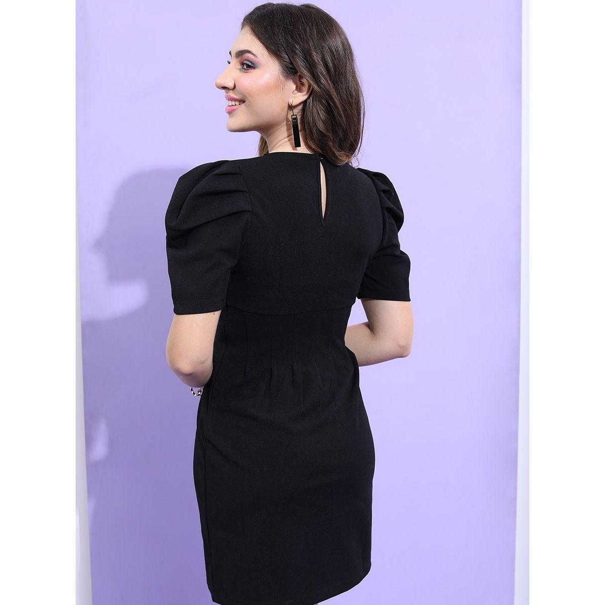 Tokyo Talkies X Styli Solid Puff Sleeve Sheath Mini Dress-women-clothing-dresses-image-3