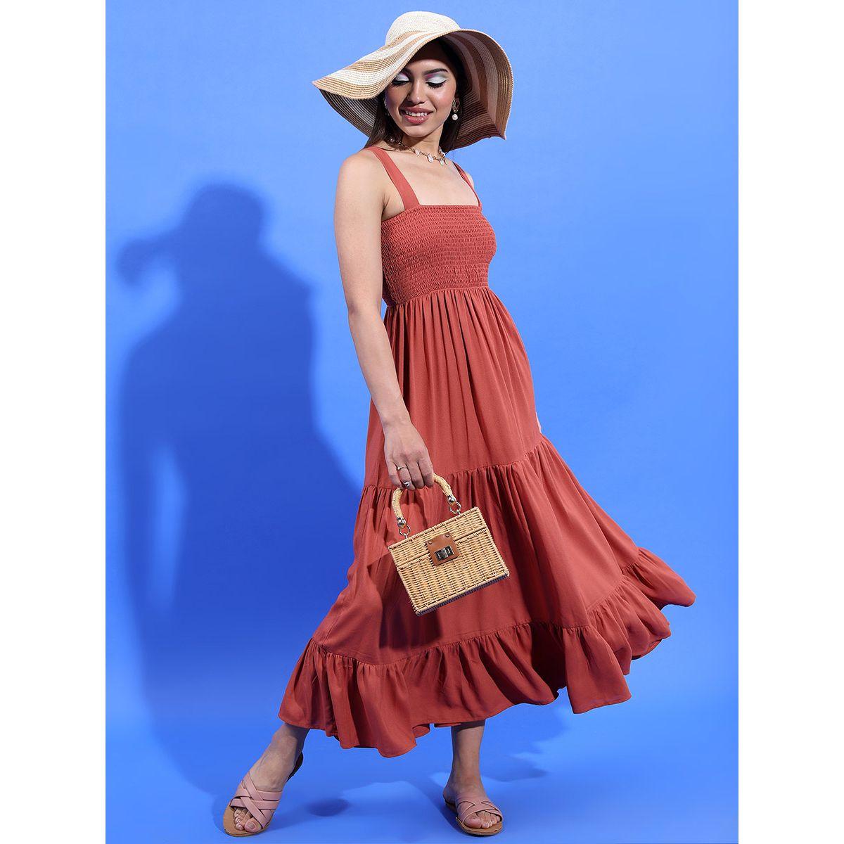 Tokyo Talkies X Styli Square Neck Smocked Tiered Maxi Dress-women-clothing-dresses-image-1
