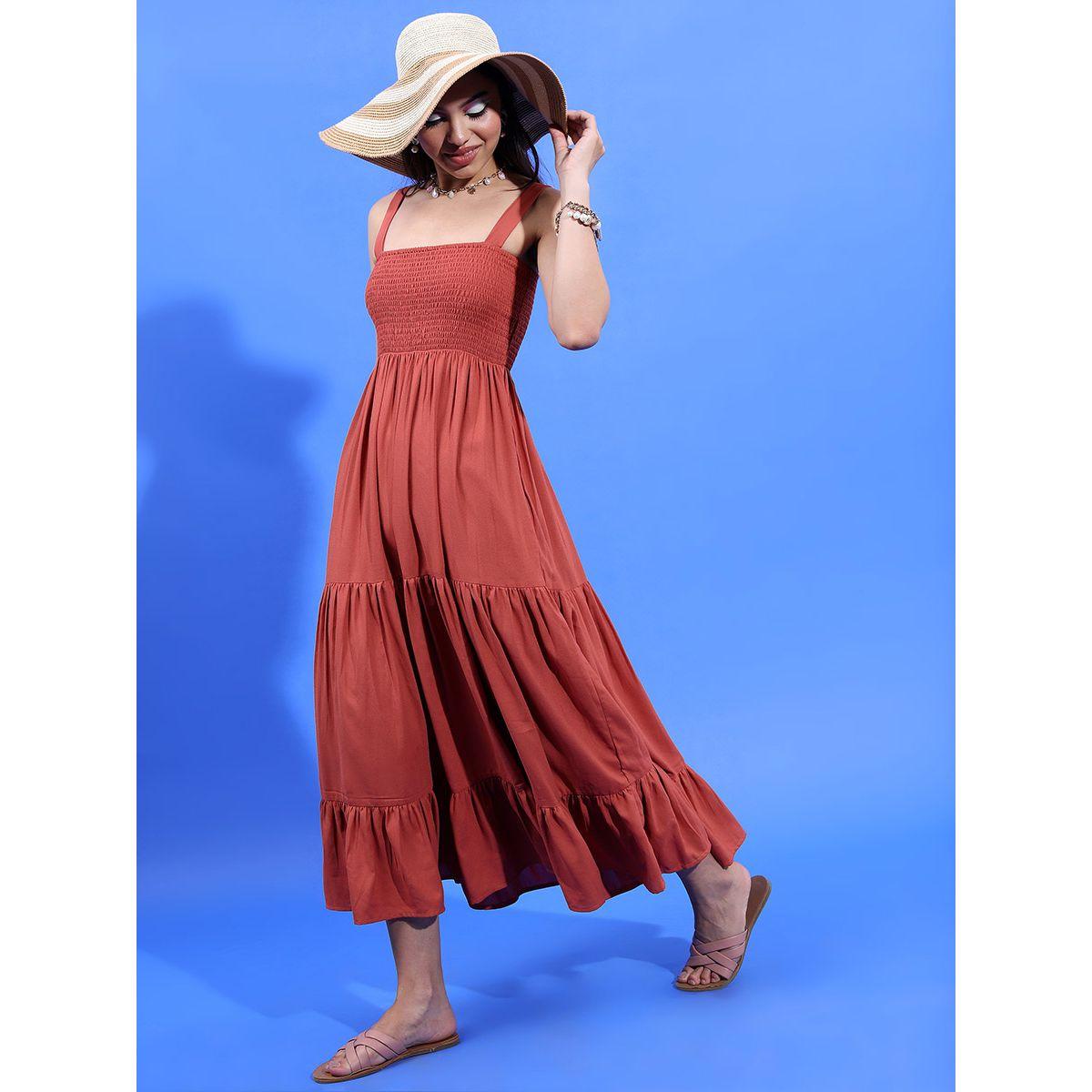 Tokyo Talkies X Styli Square Neck Smocked Tiered Maxi Dress-women-clothing-dresses-image-2