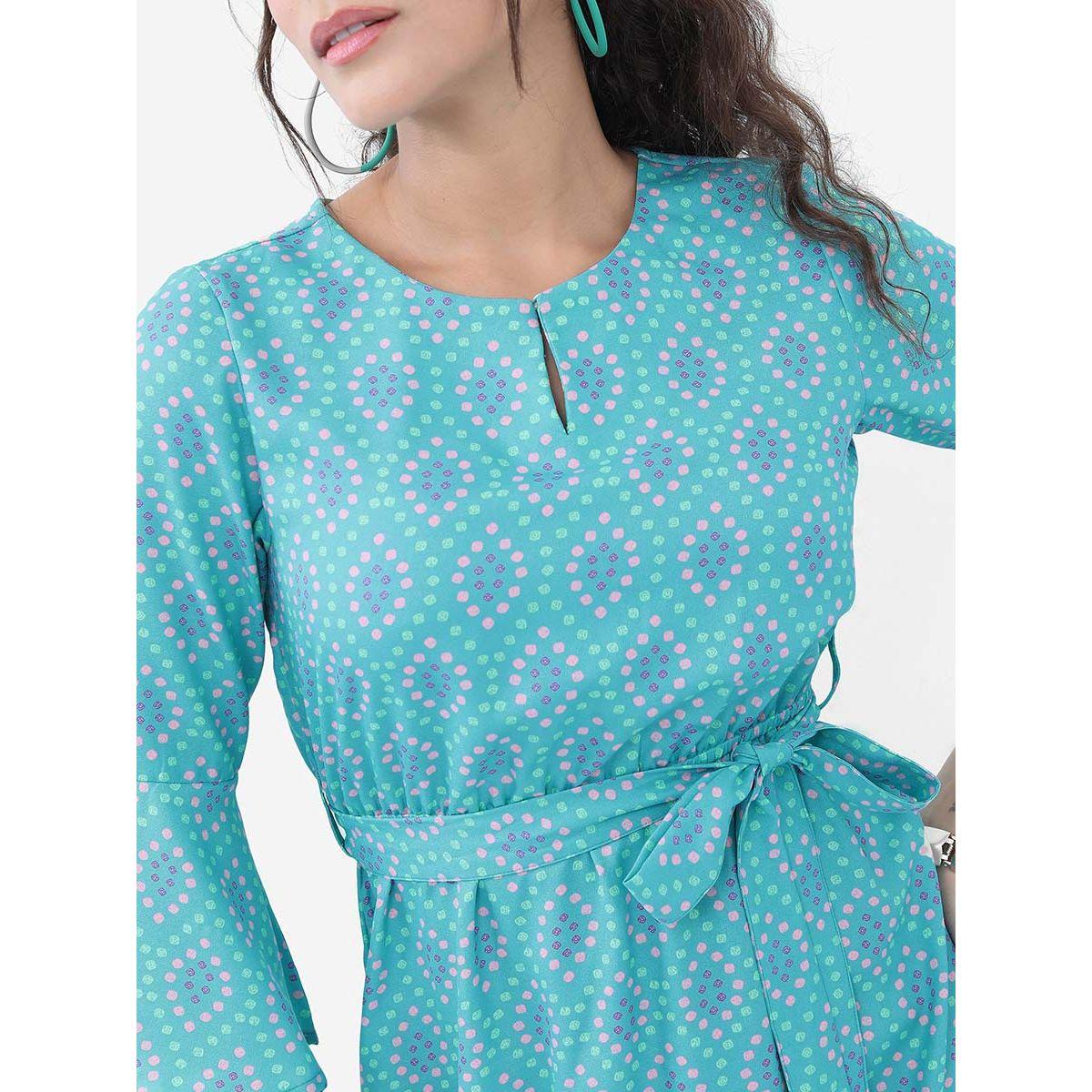 Vishudh X Styli Ditsy Print A-Line Midi Dress with Tie Belt-women-clothing-dresses-image-5
