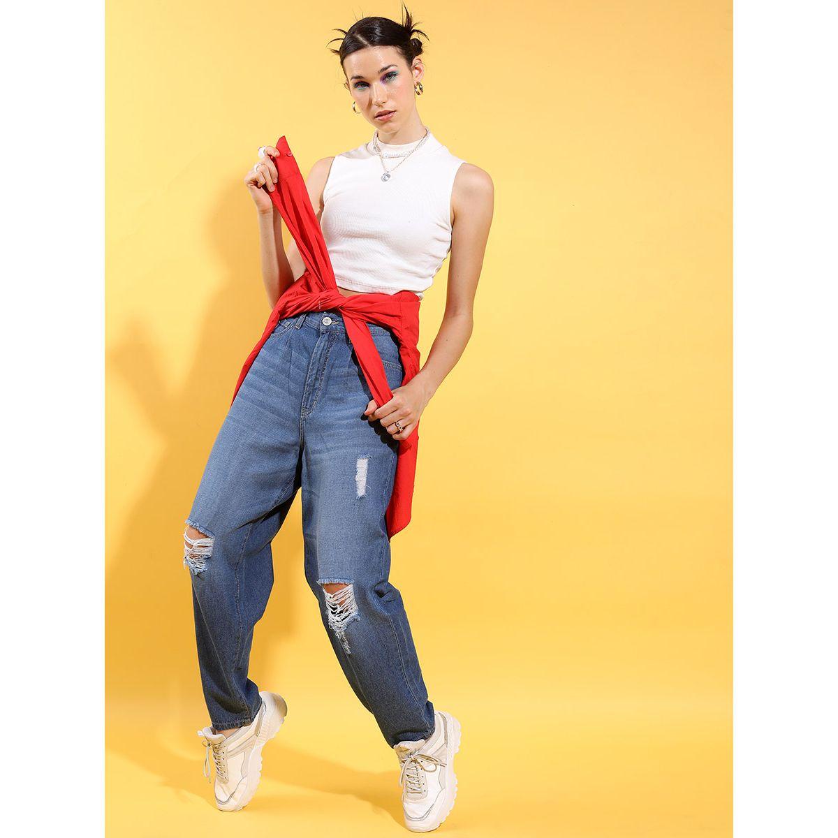 جينز بقصة مستدقة وخصر متوسط طوكيو توكيز × ستايلي-women-clothing-bottoms-jeans-image-2