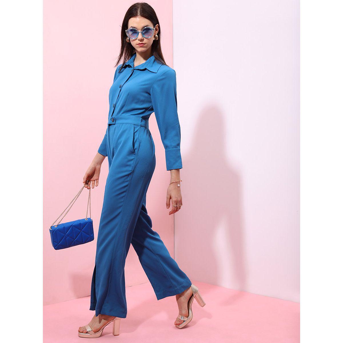 Tokyo Talkies X Styli Solid Collared Jumpsuit With Split-women-clothing-jumpsuits-image-1