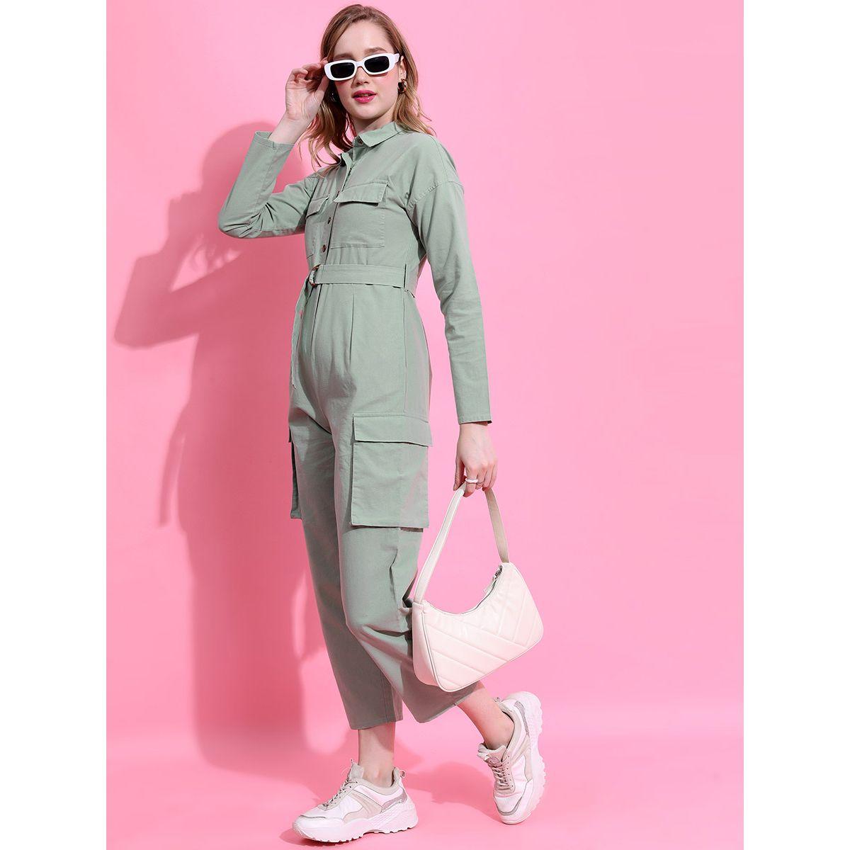 Tokyo Talkies X Styli Solid Collared Cargo Jumpsuit With Belt-women-clothing-jumpsuits-image-2