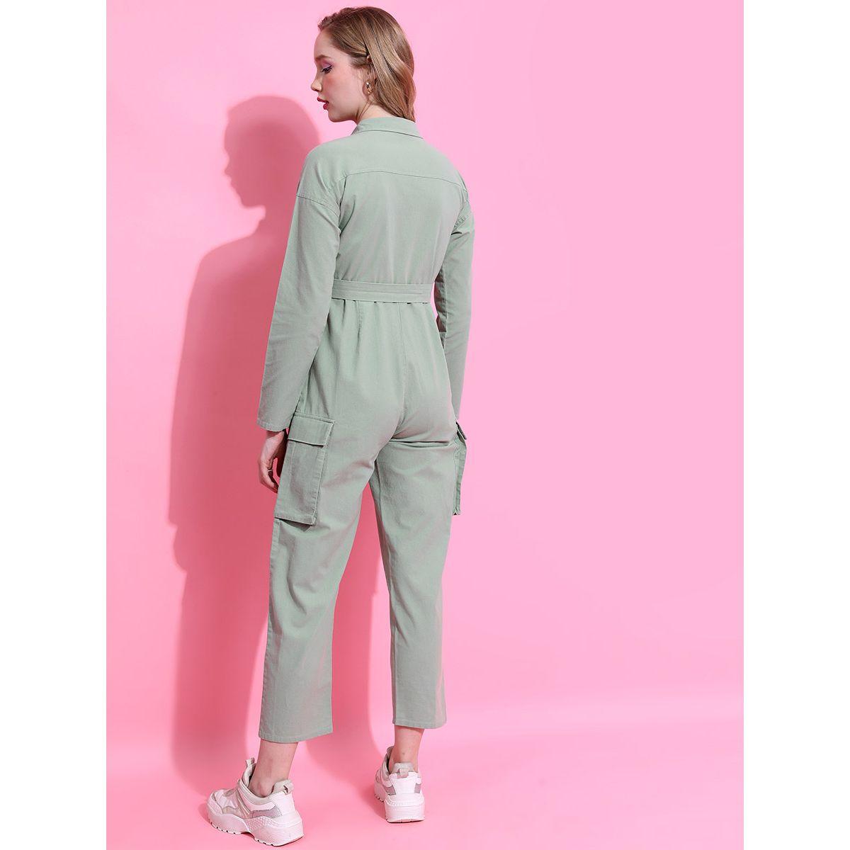 Tokyo Talkies X Styli Solid Collared Cargo Jumpsuit With Belt-women-clothing-jumpsuits-image-3