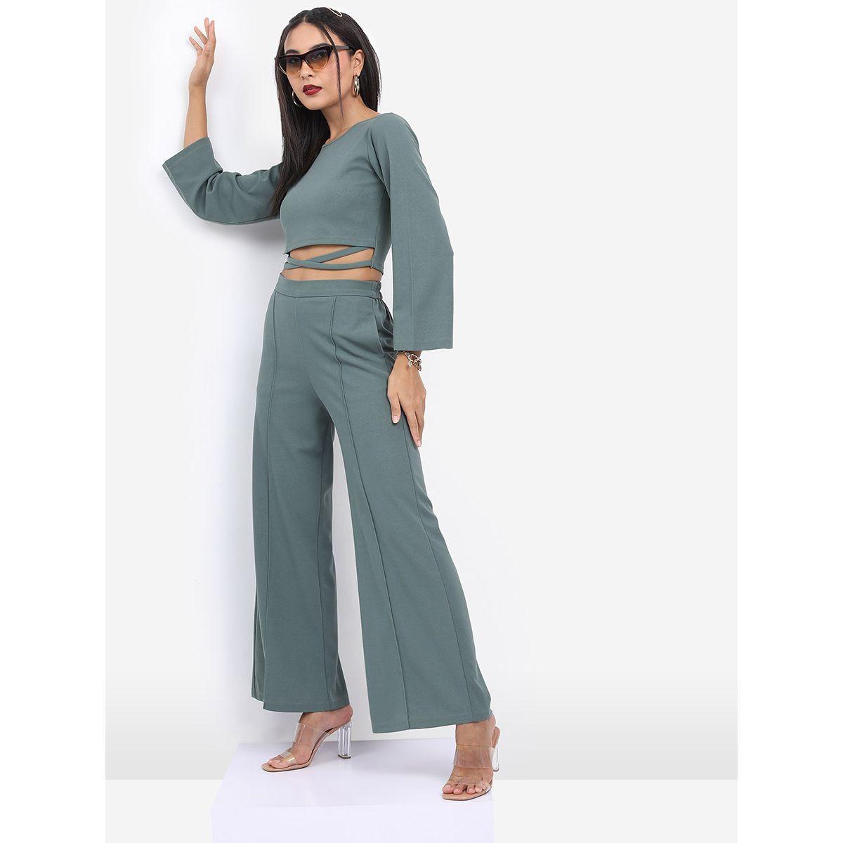 Ketch X Styli Cross Strap Crop Top & Flared Pant Set-women-clothing-coordsets-image-1
