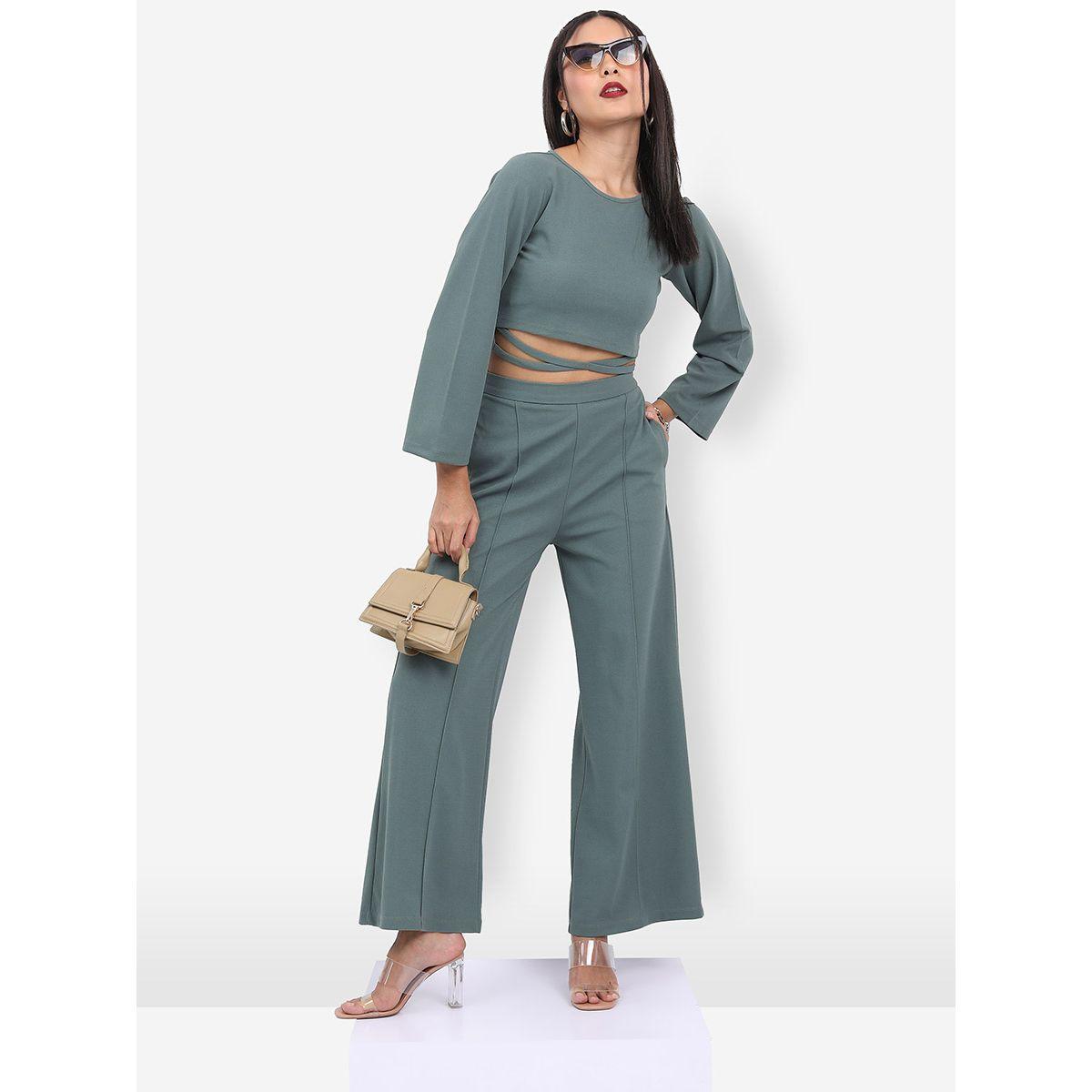 Ketch X Styli Cross Strap Crop Top & Flared Pant Set-women-clothing-coordsets-image-2