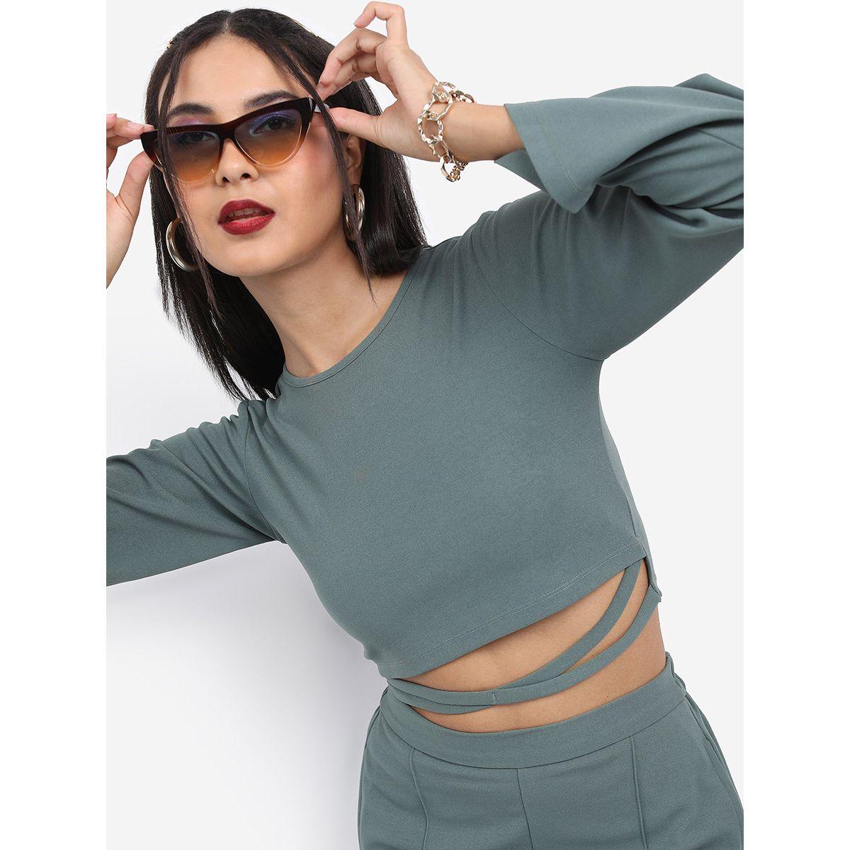 Ketch X Styli Cross Strap Crop Top & Flared Pant Set-women-clothing-coordsets-image-4